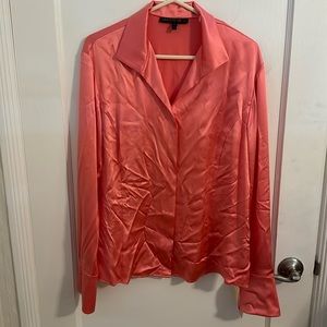 Lafayette 148 Silk Button Down Dress Shirt “Sorbet” Color Size 14